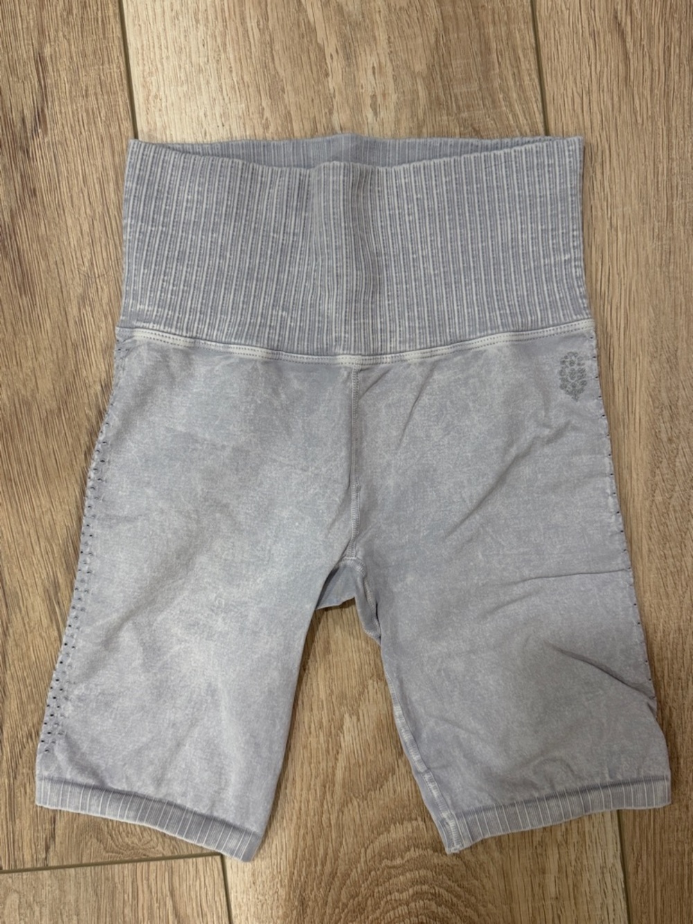 Free People Light Gray Ribbed High-Waist Athletic Shorts